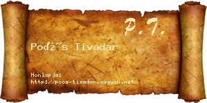 Poós Tivadar névjegykártya